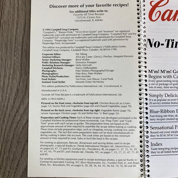 Campbell’s FAVORITE ALL TIME RECIPES  Lot of 3 Spiral Bound Pictured - 1992 - Picture 12 of 13